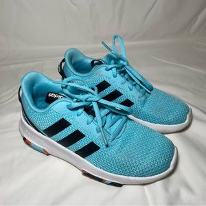 Adidas turquoise kids running shoes
